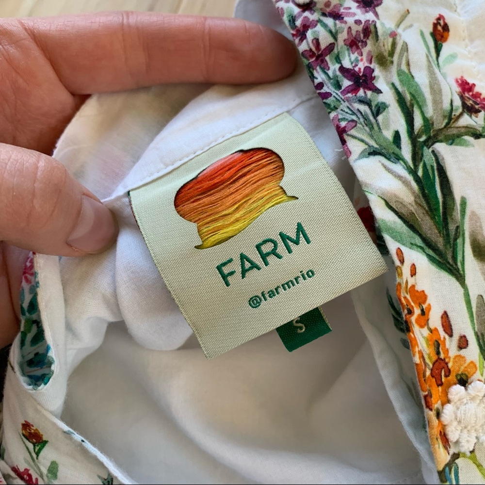 Farm Rio Sz S Louise Wrap Skirt White Floral Midi Ruffle Botanical Print Cotton - Picture 9 of 12